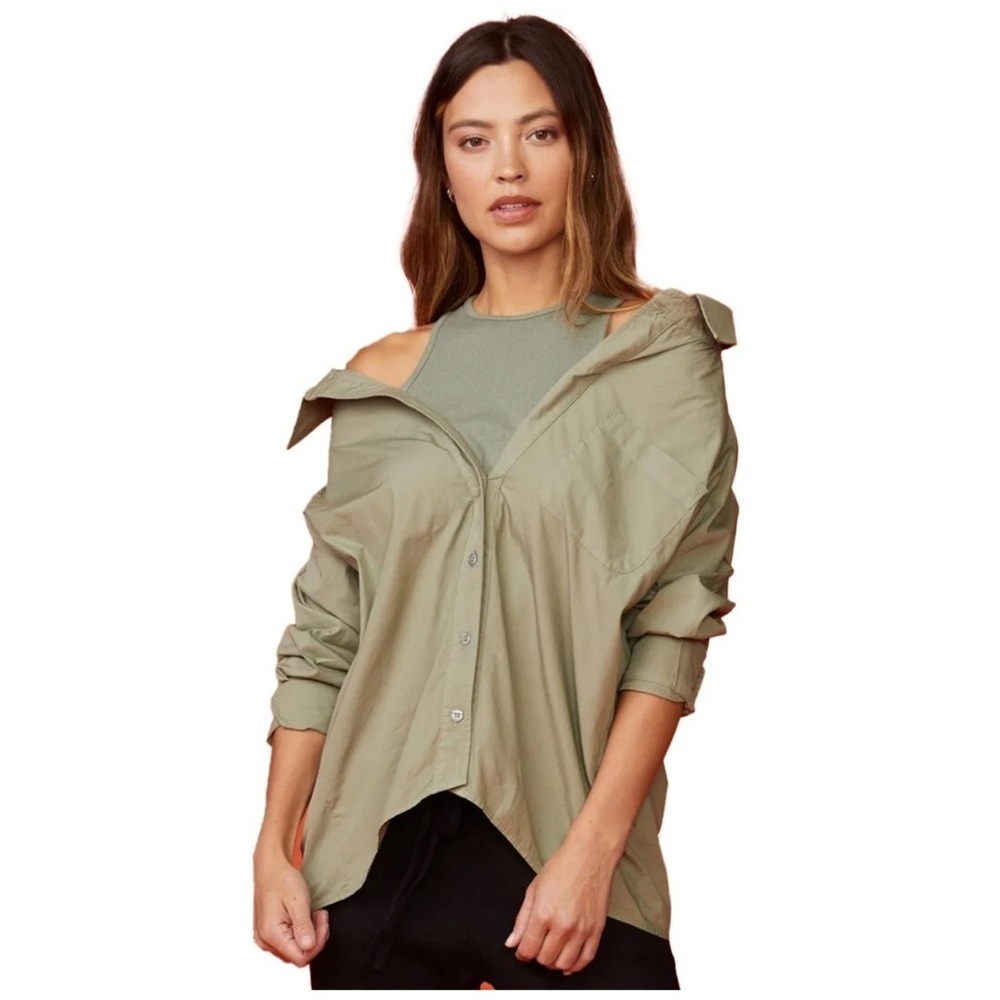 Monrow Olive Green Ribbed Top
